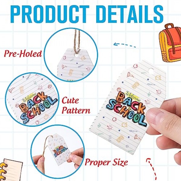 NEWEST 60 Pieces Back to School Tags, Welcome Back to School Tag D...