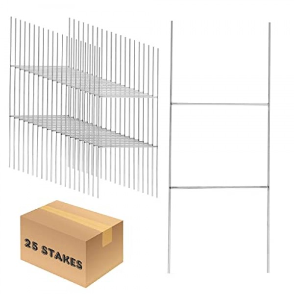 25 Pack Heavy Duty Metal H-Stakes H Frame Wire Stakes, 17 x 7 ...