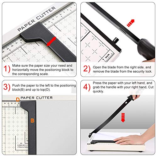 Paper Trimmer, A4 Paper Cutter Guillotine with Heavy Duty Gridded ...
