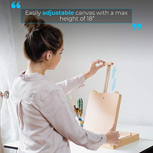 Newviam Tabletop Art Easel and Paint Brush Set, Portable Table Top...
