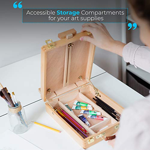Newviam Tabletop Art Easel and Paint Brush Set, Portable Table Top...