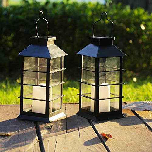 newvivid Solar Lantern with LED Flameless Candles, Solar Powered L...