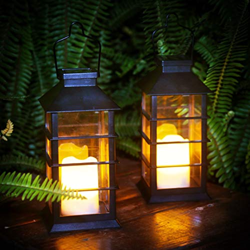 newvivid Solar Lantern with LED Flameless Candles, Solar Powered L...
