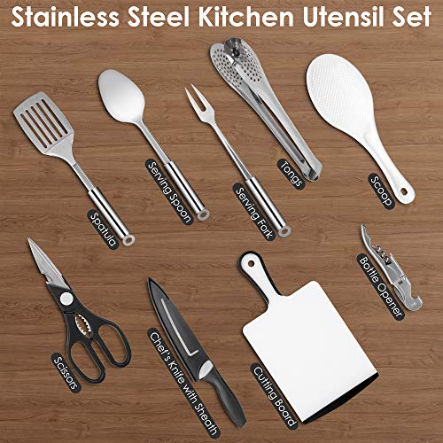 NEXGADGET Camping Kitchen Utensil Set, Portable 9-Piece Stainless ...