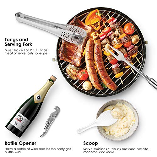 NEXGADGET Camping Kitchen Utensil Set, Portable 9-Piece Stainless ...