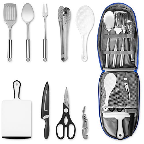 NEXGADGET Camping Kitchen Utensil Set, Portable 9-Piece Stainless ...