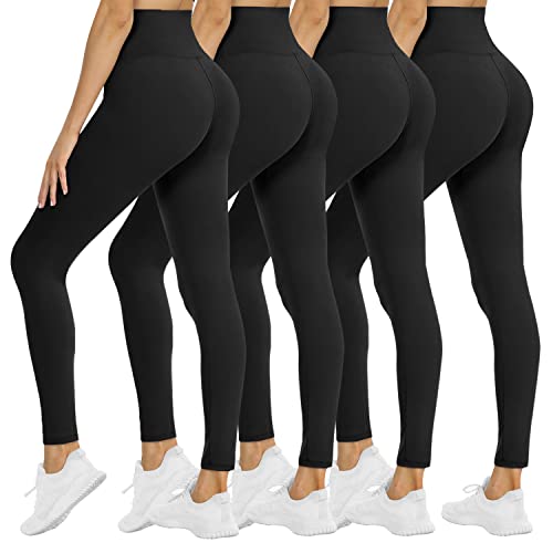 4 Pack Leggings for Women - High Waisted Tummy Control Soft No See...