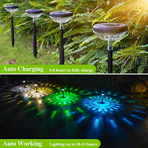 Outdoor Solar Lights for Yard Pathway: 8 Pack Bright Color Changin...