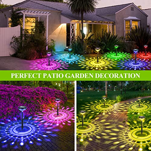 Outdoor Solar Lights for Yard Pathway: 8 Pack Bright Color Changin...
