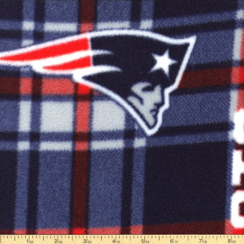 NFL New England Patriots Plaid Polyester Fleece Fabric, Navy Blue ...