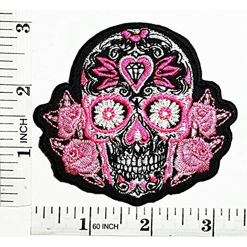 Pink Diamond Sugar Skull Tattoo Punk Rock Lady Rider Biker Patches...