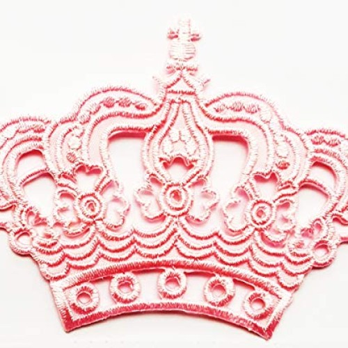 Pretty Pink Crown Royal King Queen Cartoon Children Kid Patch Appl...
