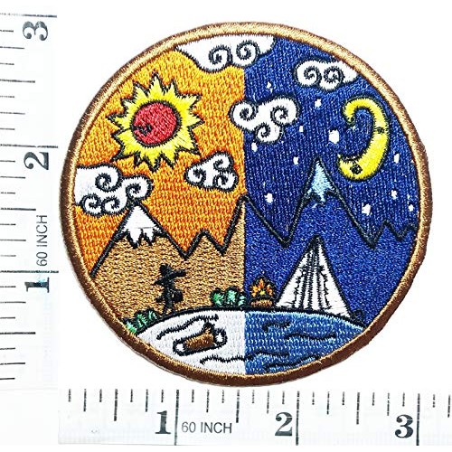 Sun and Moon Star Sunshine Camping Travel Ying Yang Symbol Cartoon...