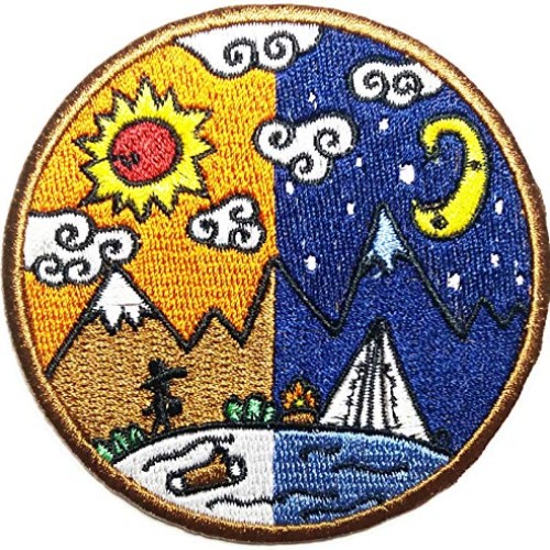 Sun and Moon Star Sunshine Camping Travel Ying Yang Symbol Cartoon...