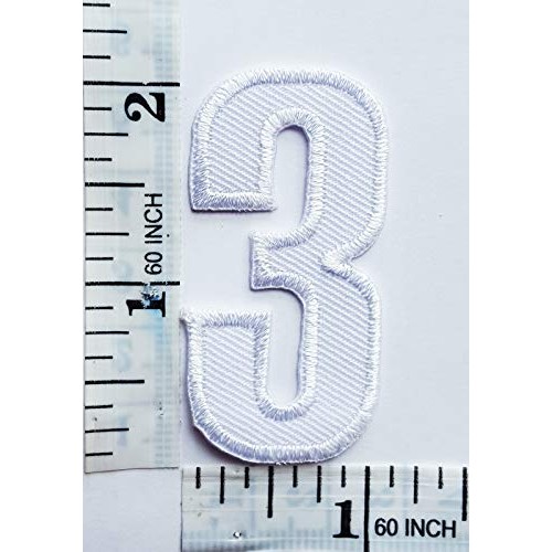 2 INCH White Number 3 Patches Appliques Fabric Decorating for Hat ...