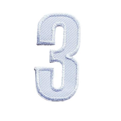 2 INCH White Number 3 Patches Appliques Fabric Decorating for Hat ...