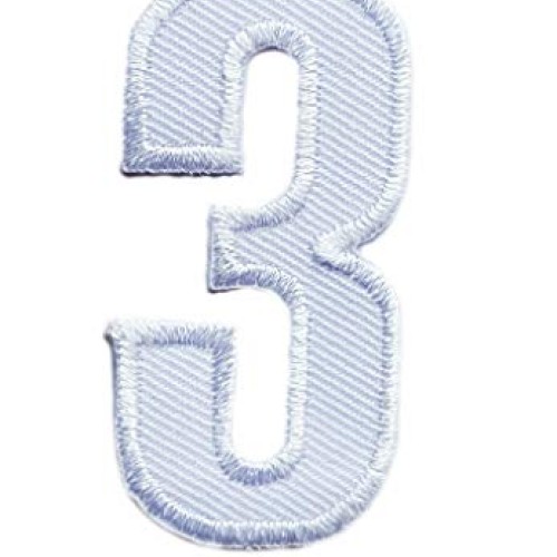 2 INCH White Number 3 Patches Appliques Fabric Decorating for Hat ...