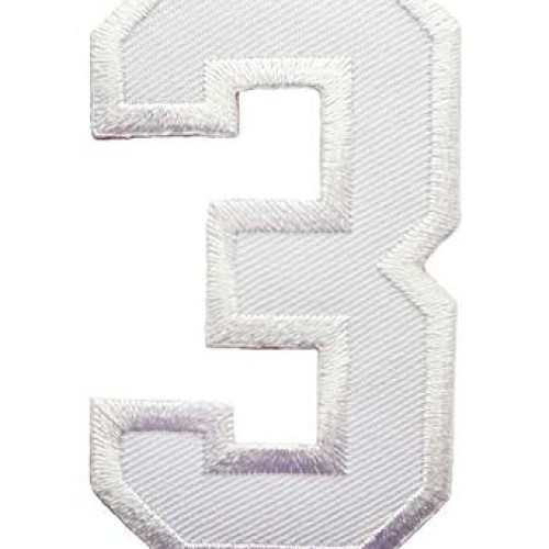 3 INCH White Number 3 Patches Appliques Fabric Decorating for Hat ...