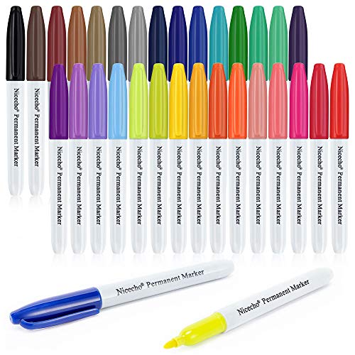 Permanent Markers, 30 Colored Fine Point Marker Pens, Waterproof M...