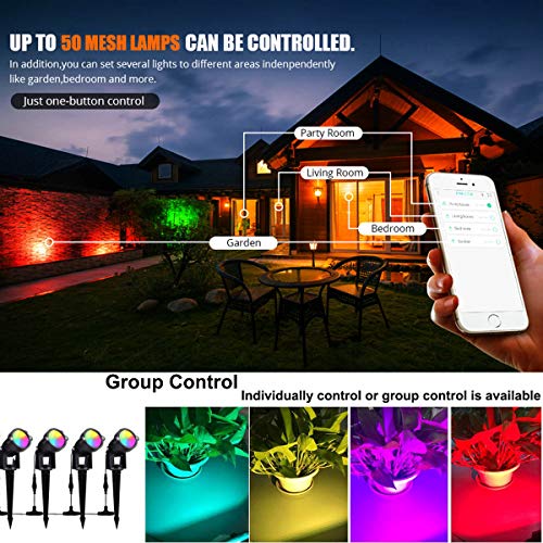 12W Landscape Lights,24V Bluetooth APP Control LED Garden Lights w...