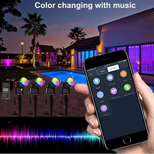 12W Landscape Lights,24V Bluetooth APP Control LED Garden Lights w...