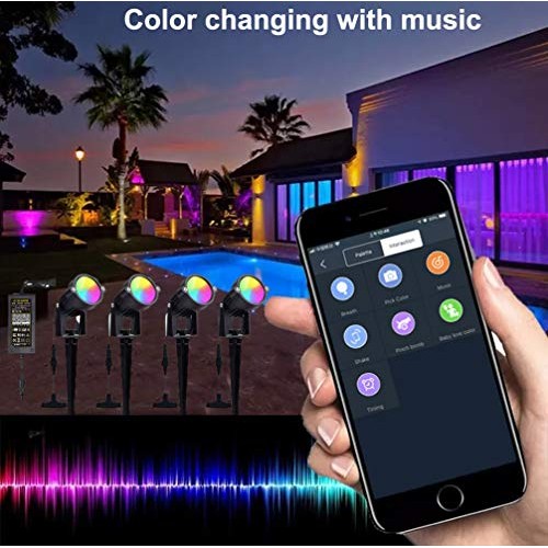 12W Landscape Lights,24V Bluetooth APP Control LED Garden Lights w...