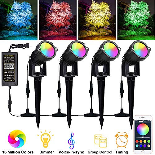 12W Landscape Lights,24V Bluetooth APP Control LED Garden Lights w...