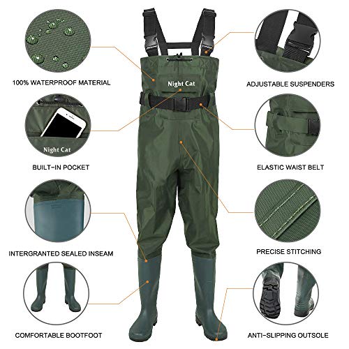 Night Cat Fishing Wader for Men Women Waterproof Hunting Chest Wad...