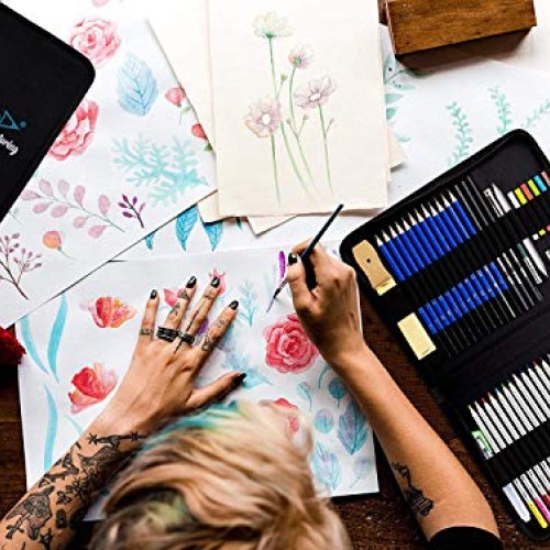 Drawing Watercolor Pencils Art Supplies – 54 Coloring and Sketchin...