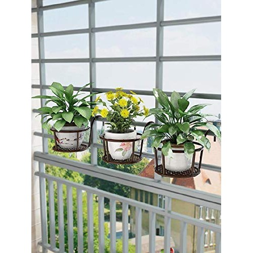 NILICAN Hanging Rail Planter Baskets Gardening Wrought Iron Hangin...