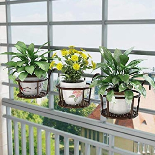 NILICAN Hanging Rail Planter Baskets Gardening Wrought Iron Hangin...
