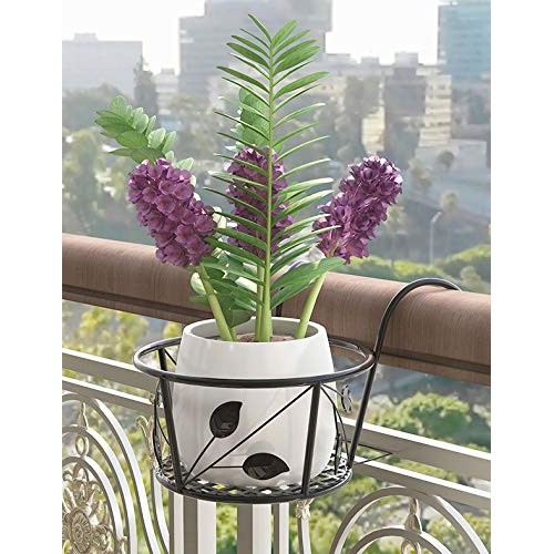 NILICAN Hanging Rail Planter Baskets Wrought Iron Hanging Flower B...