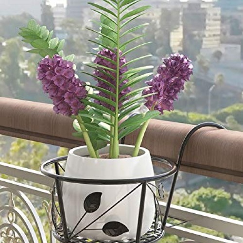 NILICAN Hanging Rail Planter Baskets Wrought Iron Hanging Flower B...