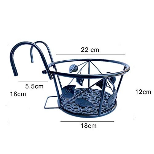 NILICAN Hanging Rail Planter Baskets Wrought Iron Hanging Flower B...