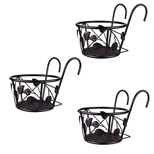 NILICAN Hanging Rail Planter Baskets Wrought Iron Hanging Flower B...