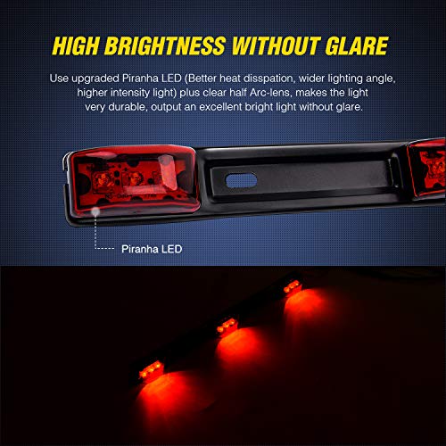 Nilight TL-11 1PC Red 9 LED ID Bar Marker Tail Black Stainless Ste...