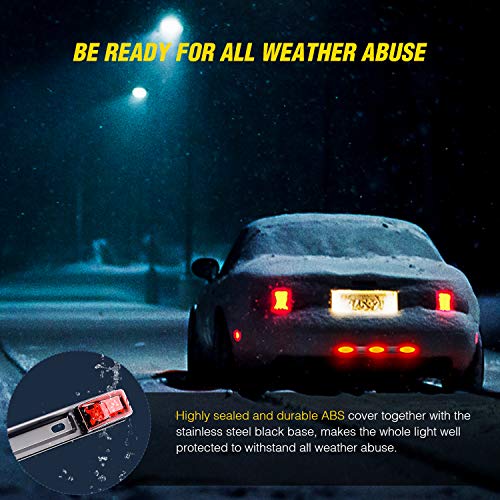 Nilight TL-11 1PC Red 9 LED ID Bar Marker Tail Black Stainless Ste...