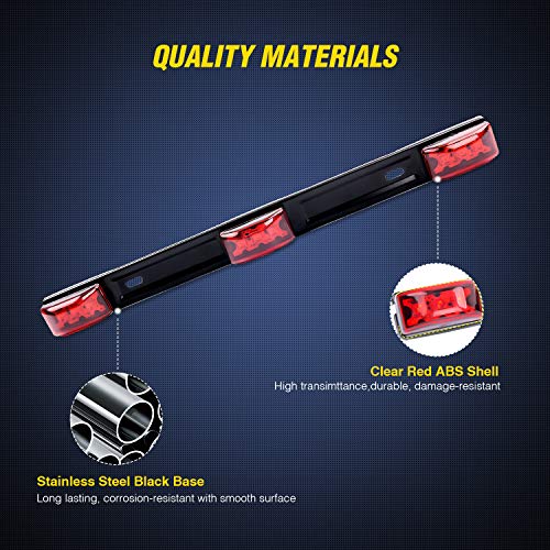 Nilight TL-11 1PC Red 9 LED ID Bar Marker Tail Black Stainless Ste...