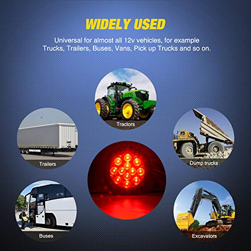 Nilight TL-18 2PCS 4 Round Red LED w/Surface Mount Grommet Plugs ...