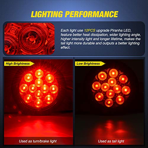 Nilight TL-18 2PCS 4 Round Red LED w/Surface Mount Grommet Plugs ...