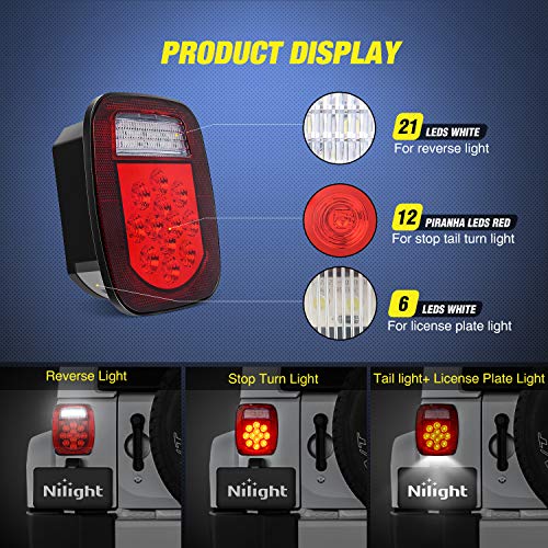 Nilight - TL-21 2PCS 39 LED Universal Stop Turn Tail Light for Tru...