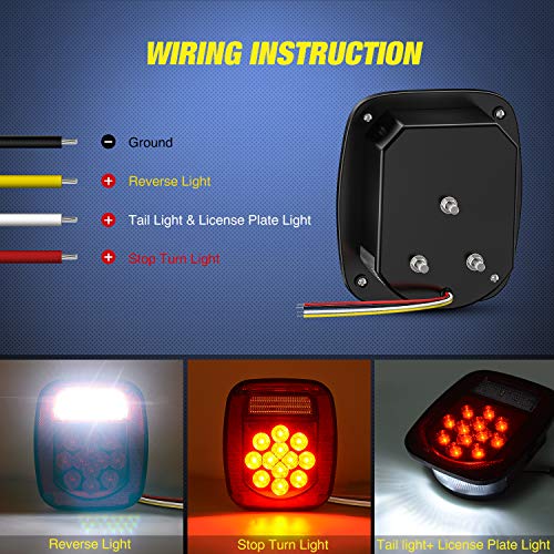 Nilight - TL-21 2PCS 39 LED Universal Stop Turn Tail Light for Tru...