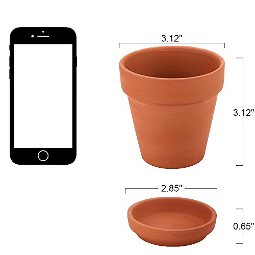 Nilos 12 Pack Terra Cotta Pots with Saucer - 12Pcs 3 inches Clay P...