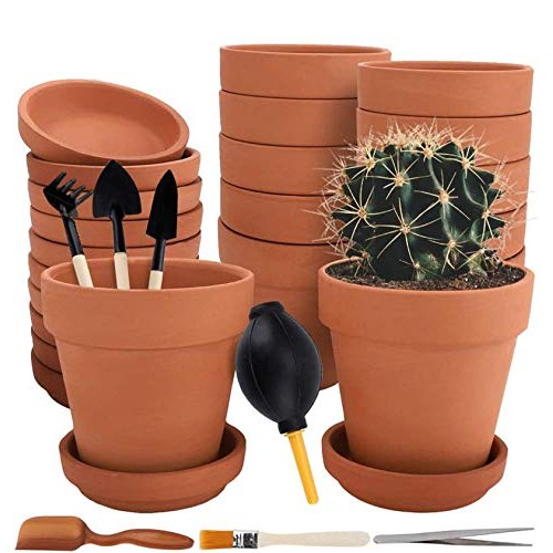 Nilos 12 Pack Terra Cotta Pots with Saucer - 12Pcs 3 inches Clay P...