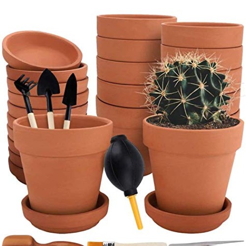 Nilos 12 Pack Terra Cotta Pots with Saucer - 12Pcs 3 inches Clay P...
