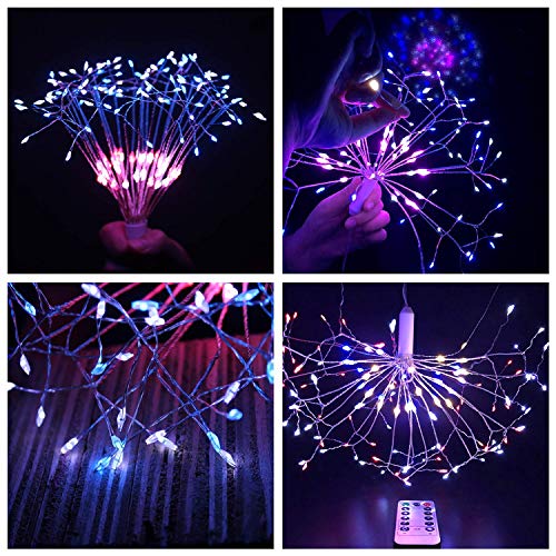 2 Pack 198 LED Fireworks Lights, Hanging Starburst Lights, Battery...
