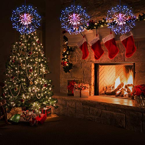 2 Pack 198 LED Fireworks Lights, Hanging Starburst Lights, Battery...
