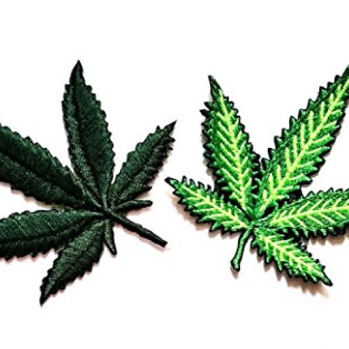 Nipitshop Patches Set 2 Pot Leaf Ganja Marijuana Weed Retro Boho H...