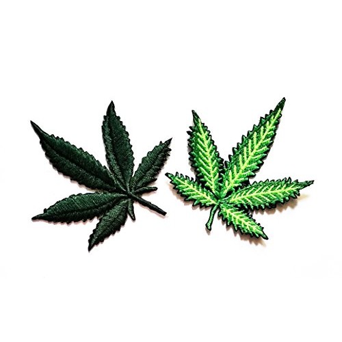 Nipitshop Patches Set 2 Pot Leaf Ganja Marijuana Weed Retro Boho H...