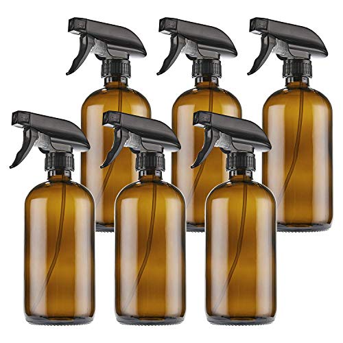 Nisorpa 16oz Amber Glass Spray Bottles 6 Pack Refillable Essential...